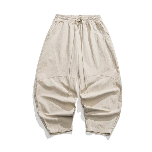 Pantalones bombachos holgados de lino chino para hombre, de primavera, de gran tamaño, de alta calidad, informales, de marca 