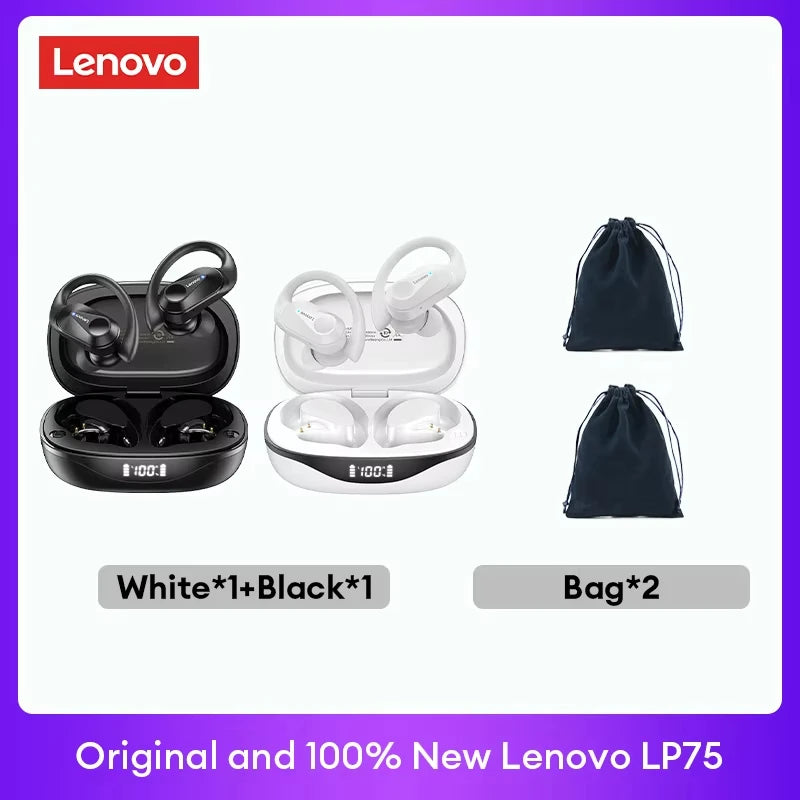 Auriculares originales Lenovo LP75 TWS Bluetooth V5.3, inalámbricos, con pantalla digital LED, reducción de ruido, resistentes al agua, nuevos. 