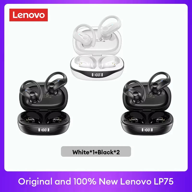 Auriculares originales Lenovo LP75 TWS Bluetooth V5.3, inalámbricos, con pantalla digital LED, reducción de ruido, resistentes al agua, nuevos. 