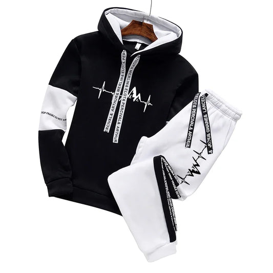 Chándal informal clásico para hombre, sudadera con capucha, ropa para correr, alta calidad, simplicidad, estampado versátil, tops y pantalones, 2024 