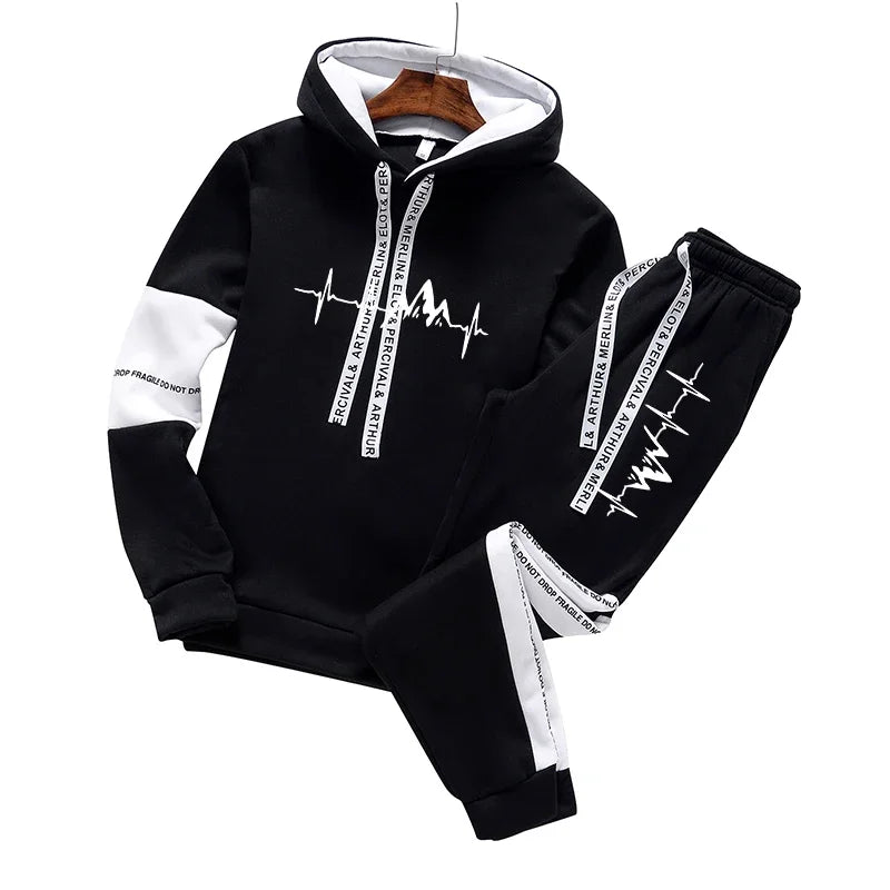 Chándal informal clásico para hombre, sudadera con capucha, ropa para correr, alta calidad, simplicidad, estampado versátil, tops y pantalones, 2024 