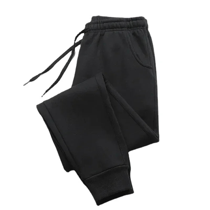 Pantalones deportivos casuales de forro polar para hombre, para otoño e invierno, para correr, gimnasio, color sólido, largos, para entrenamiento 