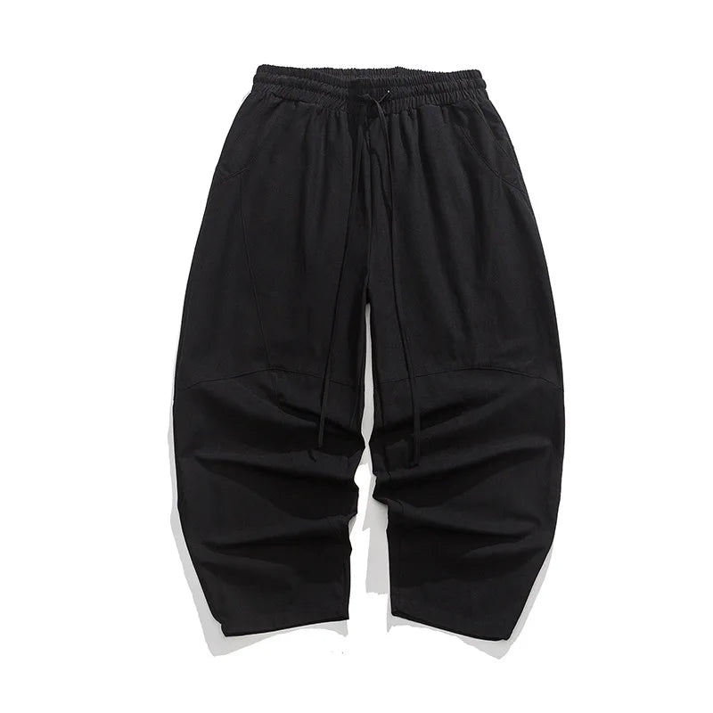 Pantalones bombachos holgados de lino chino para hombre, de primavera, de gran tamaño, de alta calidad, informales, de marca 