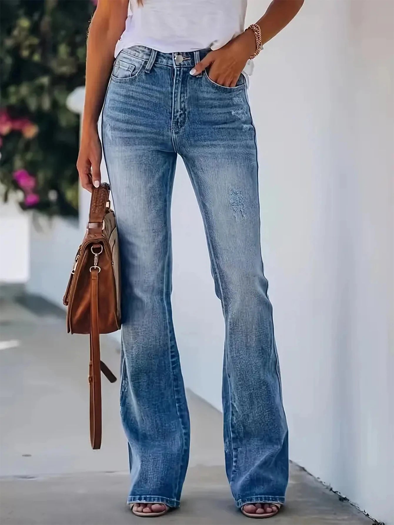 Nuevos pantalones vaqueros ajustados de cintura alta para mujer