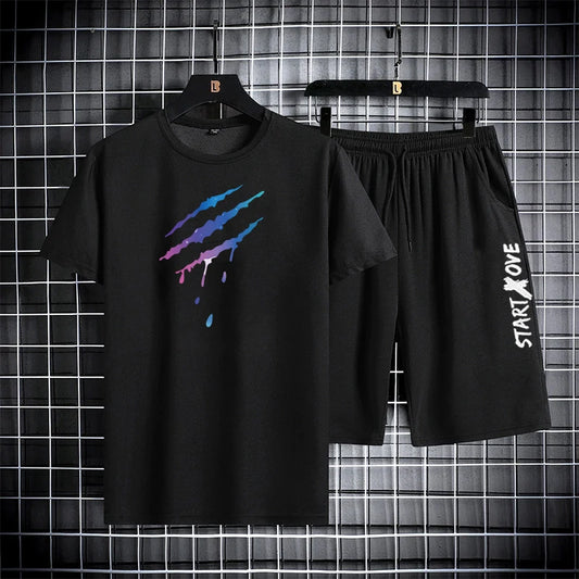 Trajes de moda para hombre, conjunto de pantalones cortos de verano para hombre, ropa de gimnasio, camiseta de manga corta para estudiante, conjunto de 2 piezas, chándales, ropa informal para hombre. 