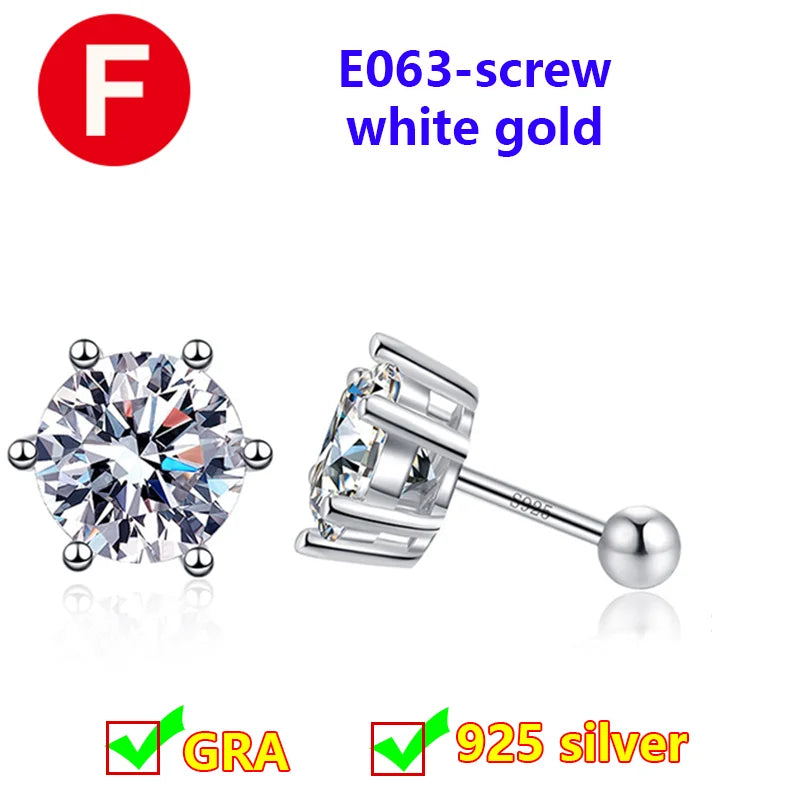 Premium 0.5ct-2ct Moissanite Earring For Women Classic Original 925 Sterling Silver Jewelry Moissanite Diamond Stud Earring