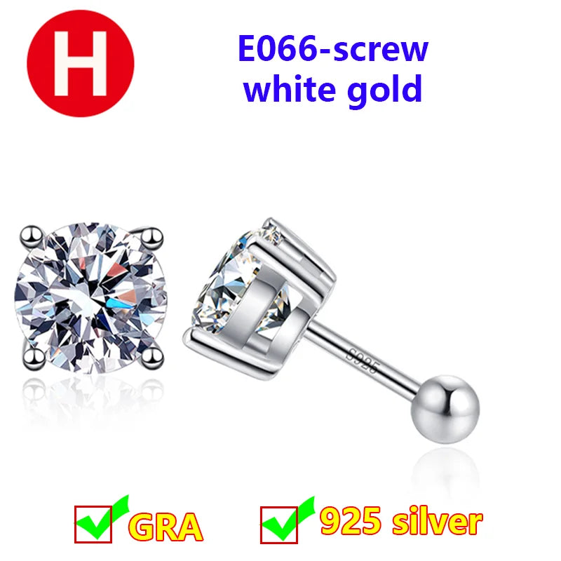 Premium 0.5ct-2ct Moissanite Earring For Women Classic Original 925 Sterling Silver Jewelry Moissanite Diamond Stud Earring