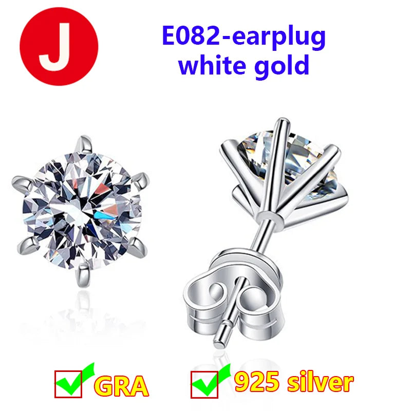 Premium 0.5ct-2ct Moissanite Earring For Women Classic Original 925 Sterling Silver Jewelry Moissanite Diamond Stud Earring