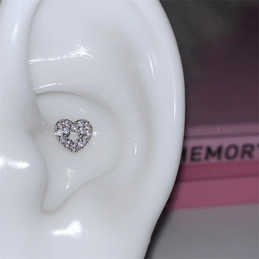 1pcs Silver Color Wing 316L Stainless Steel Ear Bone Nail for Women New Fashion Full of Rhinestone Earrings Accessories for Ear