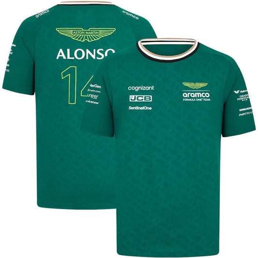 Camiseta transpirable de verano para hombre, de Fórmula 1, para deportes al aire libre, informal, de manga corta, color verde, 2024 