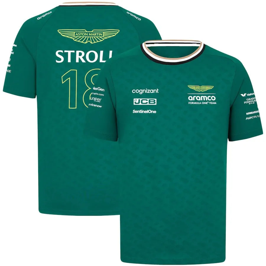 Camiseta transpirable de verano para hombre, de Fórmula 1, para deportes al aire libre, informal, de manga corta, color verde, 2024 