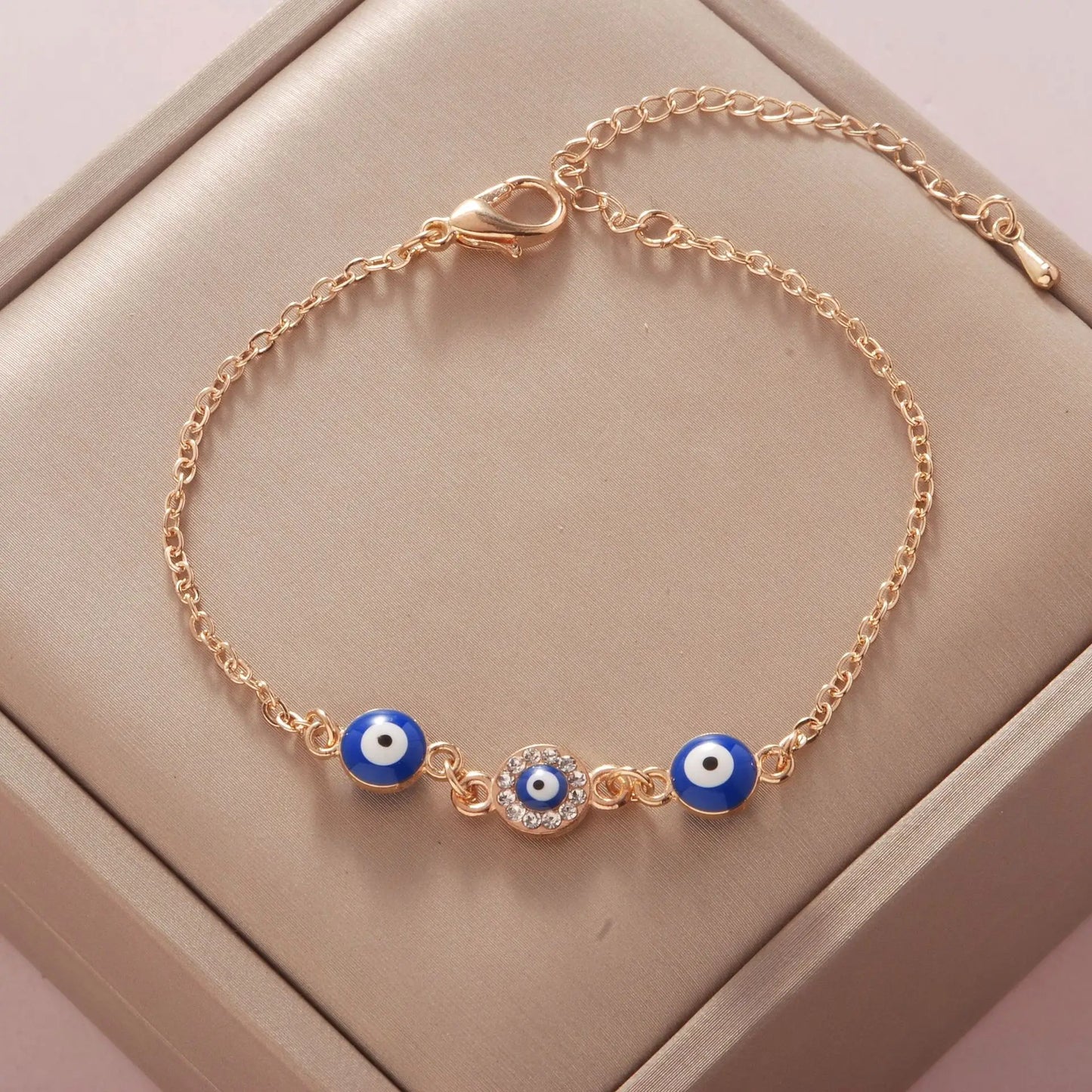 YILUOCD Bohemian Ovaly Blue Evil Eye Bracelet For Women 18k Gold Plating Tree of Life Chain Bracelets New Prayer Jewelry