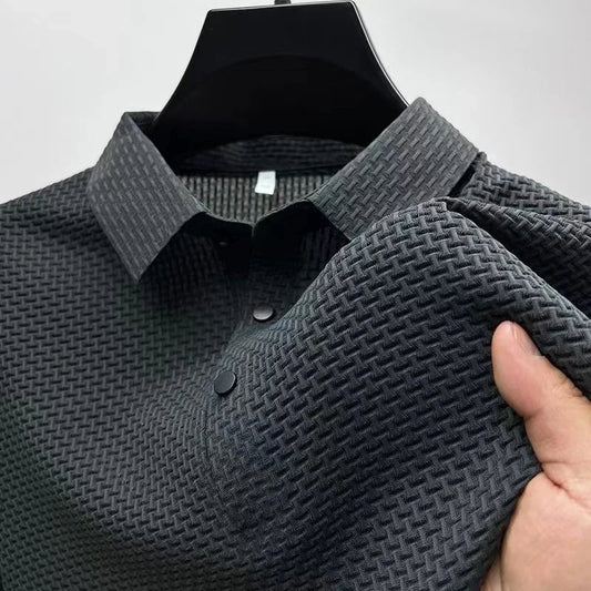 Nueva camisa POLO informal de negocios de manga corta con estampado de hueso y flores de color liso para hombre, a la moda, transpirable, cómoda y versátil para verano. 