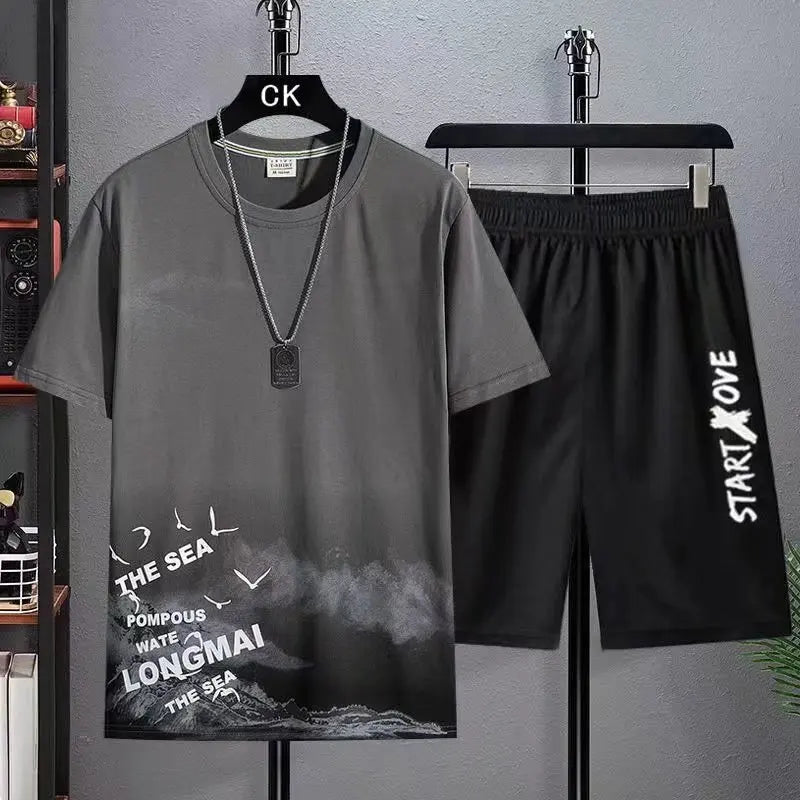 Trajes de moda para hombre, conjunto de pantalones cortos de verano para hombre, ropa de gimnasio, camiseta de manga corta para estudiante, conjunto de 2 piezas, chándales, ropa informal para hombre. 