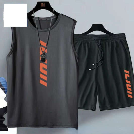 Ropa de verano para hombre, traje de baloncesto informal de moda, ropa deportiva de calle, conjunto de 2 piezas de camiseta de manga corta transpirable y pantalones cortos para correr 