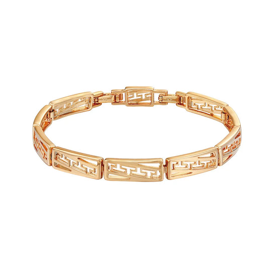 MxGxFam ( 19 cm ) Geometric Square Gold Plated 18 K Cool Bracelet For Men Fashion Jewelry Everyday Wear