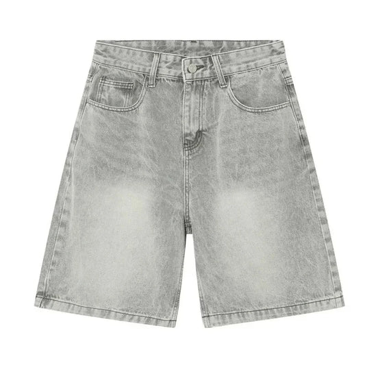 Pantalones cortos casuales de marca de diseñador para hombre, pantalones cortos vaqueros holgados hasta la rodilla, moda de verano, pantalones vaqueros cortos de pierna ancha para uso diario. 