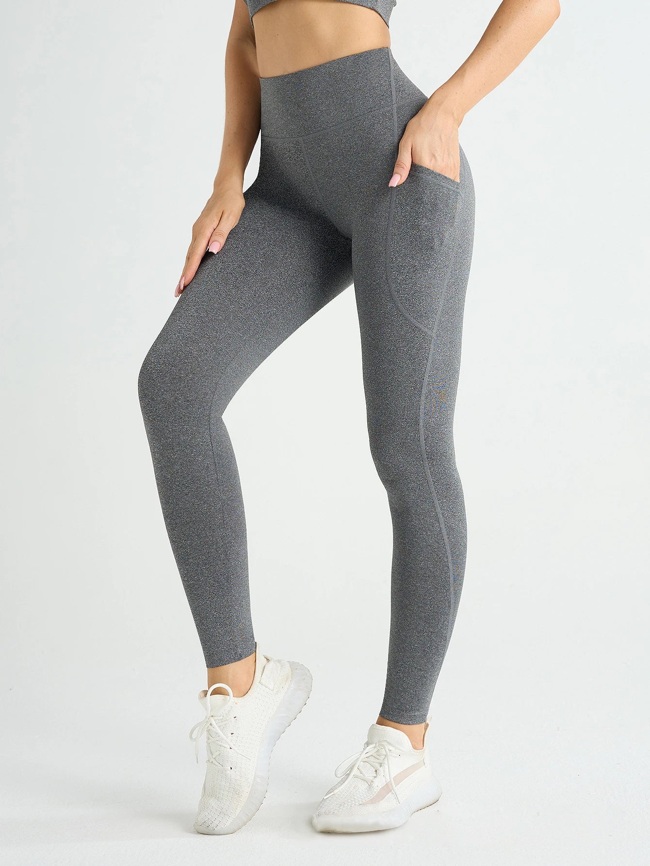 Leggings de cintura alta para mujer, pantalones de yoga elásticos, mallas con bolsillos, push up, ropa deportiva para correr, pantalones de color liso 