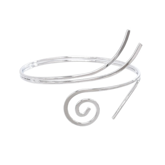 Gold Color Simple Line Butterfly Flower Open Bangles For Women Swirl Charm Armlet Greek Goddess Upper Arm Cuff Bracelet Jewelry
