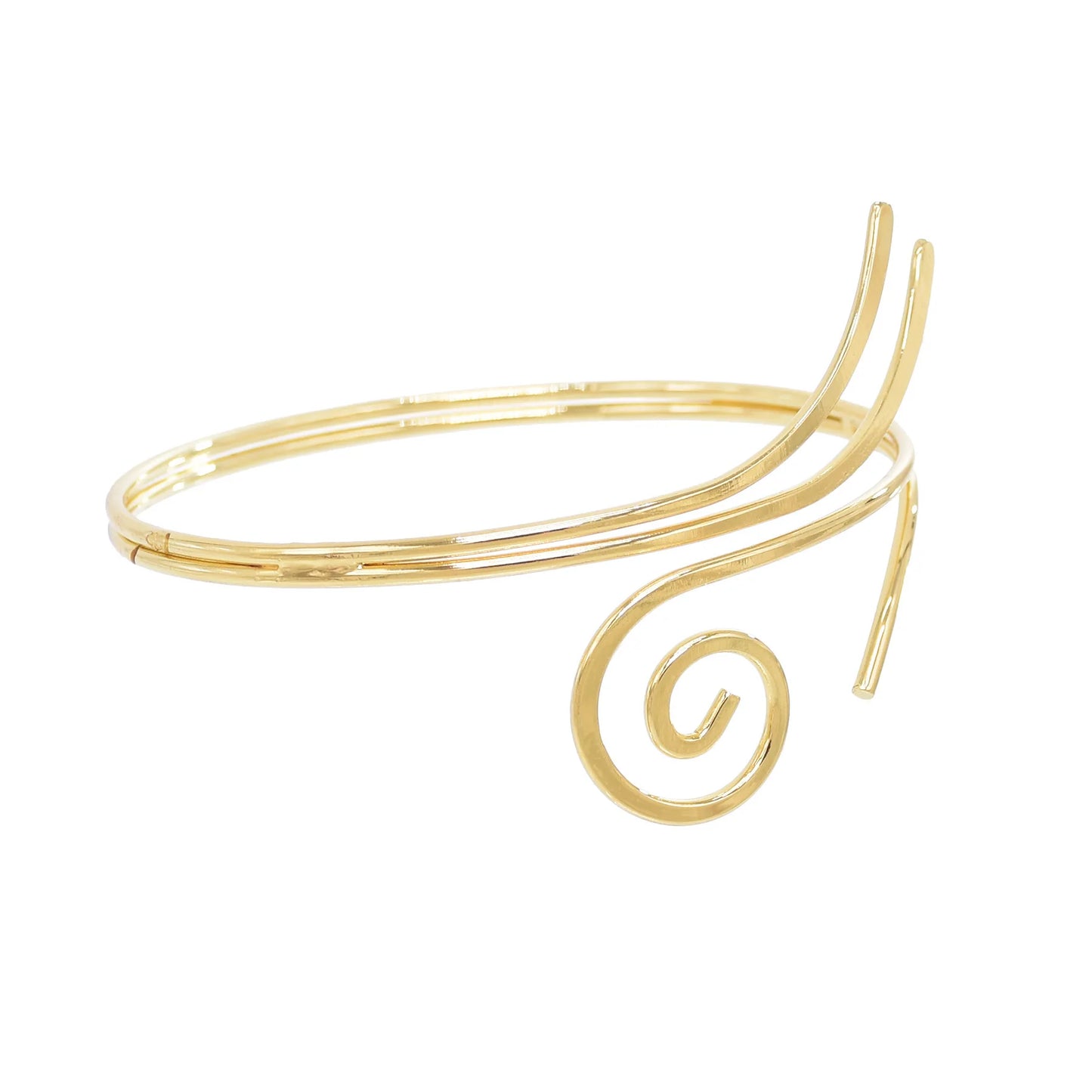 Gold Color Simple Line Butterfly Flower Open Bangles For Women Swirl Charm Armlet Greek Goddess Upper Arm Cuff Bracelet Jewelry