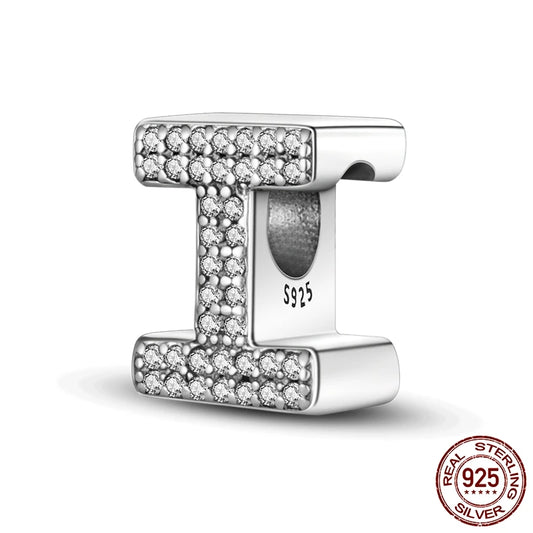 26 A-Z Alphabet Beads 925 Sterling Silver LOVE Letter Charm Fit Original Bangle Charms Bracelet CZ Zircon Bead Jewelry