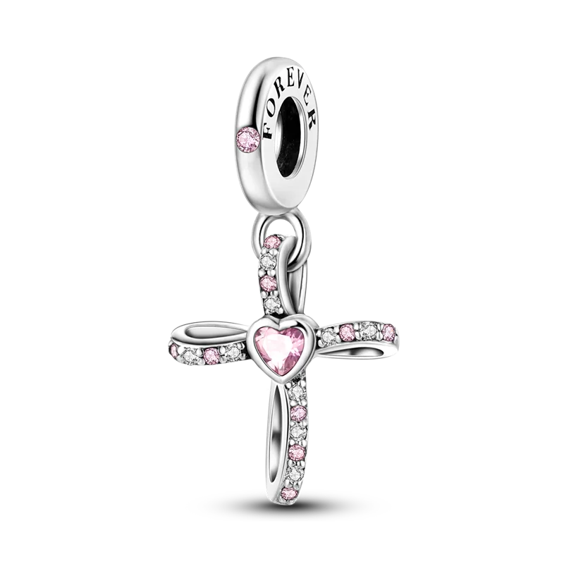 2025 Hot Sale Charms Bead 925 Sterling Silver Pink Butterfly Luminous Firefly Dangle Fit Bangle Bracelet Necklace DIY Jewelry