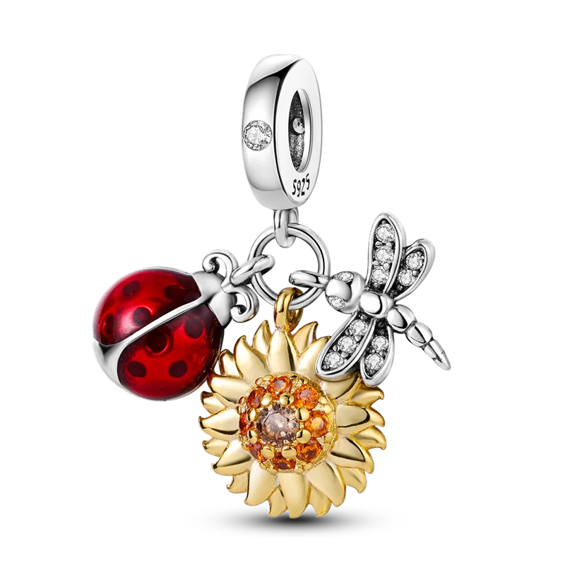 2025 Hot Sale Charms Bead 925 Sterling Silver Pink Butterfly Luminous Firefly Dangle Fit Bangle Bracelet Necklace DIY Jewelry