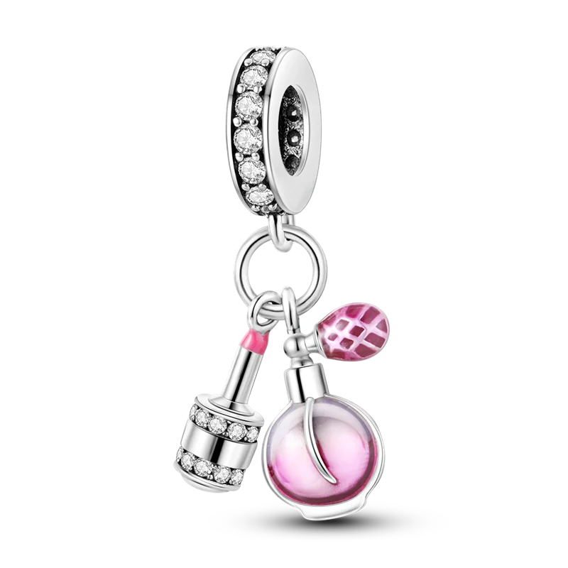 2025 Hot Sale Charms Bead 925 Sterling Silver Pink Butterfly Luminous Firefly Dangle Fit Bangle Bracelet Necklace DIY Jewelry