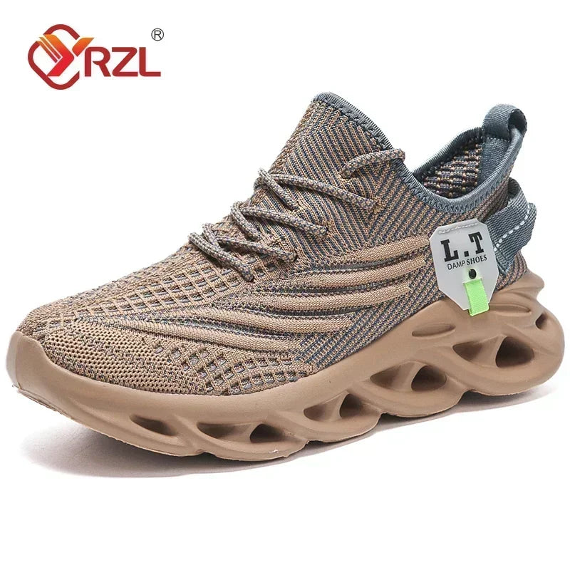 YRZL - Zapatillas deportivas negras para correr para hombre, informales, de malla transpirable para exteriores, ligeras, con absorción de impactos, para tenis negros 