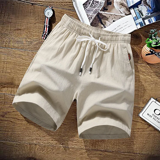 Pantalones cortos de verano para hombre, informales, lisos, 100 % algodón, cargo, de marca, para playa, de lino y algodón, tallas asiáticas M-9XL. 