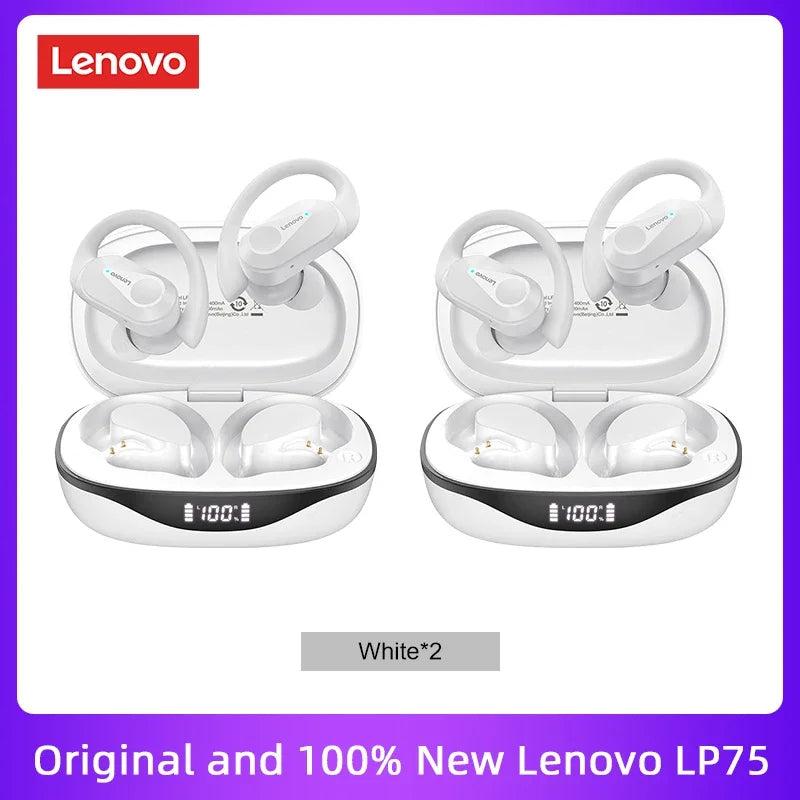 Auriculares originales Lenovo LP75 TWS Bluetooth V5.3, inalámbricos, con pantalla digital LED, reducción de ruido, resistentes al agua, nuevos. 