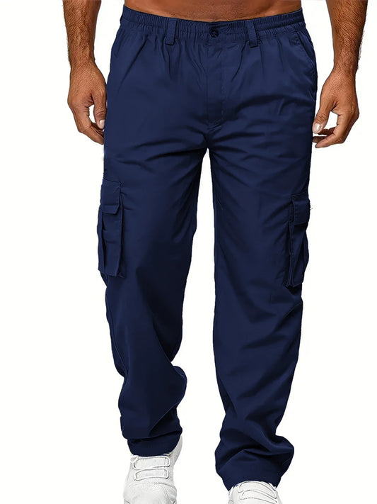 Pantalones cargo para hombre, pantalones deportivos para exteriores, sueltos, rectos, largos, informales, de verano, con múltiples bolsillos, ropa de trabajo duradera, pantalones para hombre 