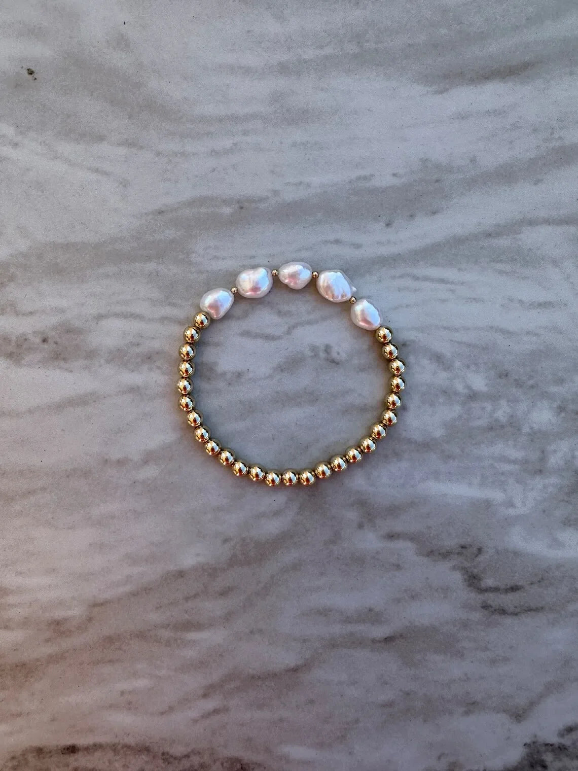 CCGOOD Elegant Freshwater Pearl Bracelet 18K Gold Plated Women's Jewelry Stackable Stretch Adjustable Bracelets Gift for Her