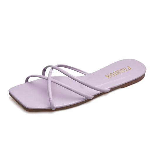 Zapatos para mujer, tallas grandes 35-43, zapatillas planas de verano para mujer, chanclas, sandalias casuales de color caramelo, zapatos de mujer 