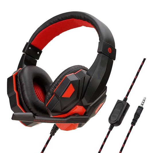 Auriculares con cable para juegos, para PS4, PS5, Xbox, smartphones, portátiles, PC, cascos estéreo de graves con micrófono ajustable a 120°. 
