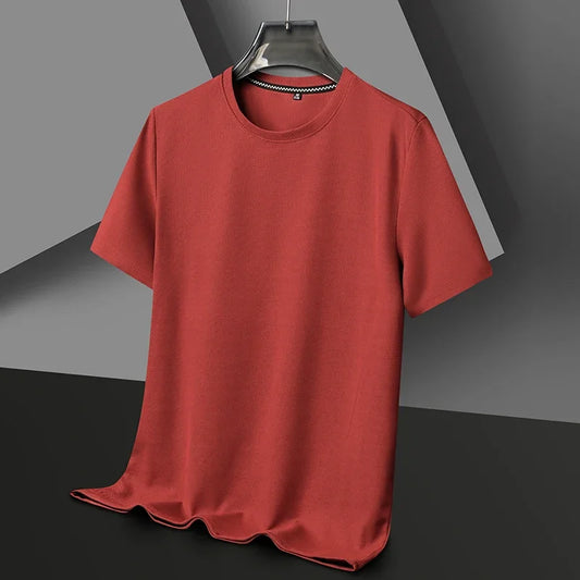 Polo de manga corta. Polo liso tipo gofre de manga corta con cuello redondo para hombre, camiseta de algodón de manga corta para uso diario.