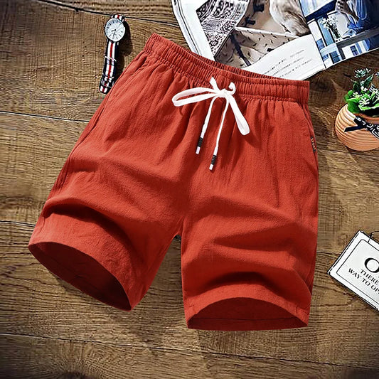 Pantalones cortos de verano para hombre, informales, lisos, 100 % algodón, cargo, de marca, para playa, de lino y algodón, tallas asiáticas M-9XL. 