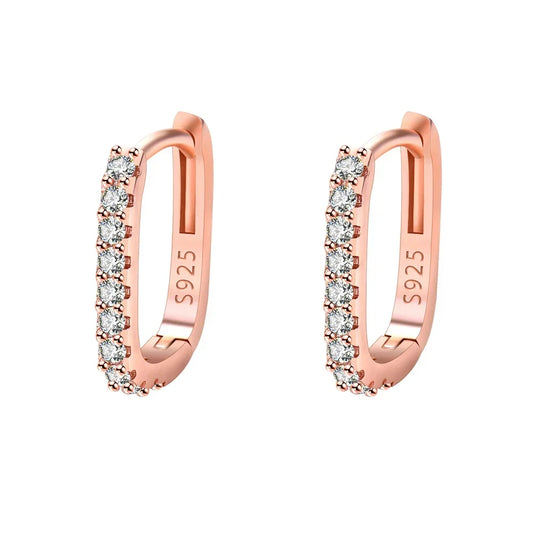 High-quality 925 Sterling Silver Crystal Fashion Circle Hoop Earrings for Woman Wedding Party Gift Street Versatile Jewelry