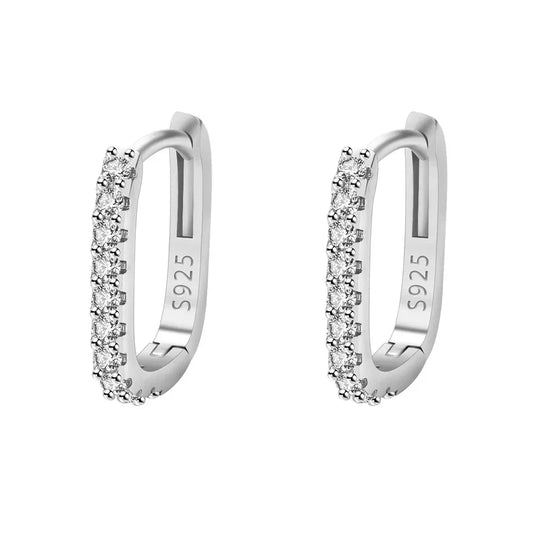 High-quality 925 Sterling Silver Crystal Fashion Circle Hoop Earrings for Woman Wedding Party Gift Street Versatile Jewelry