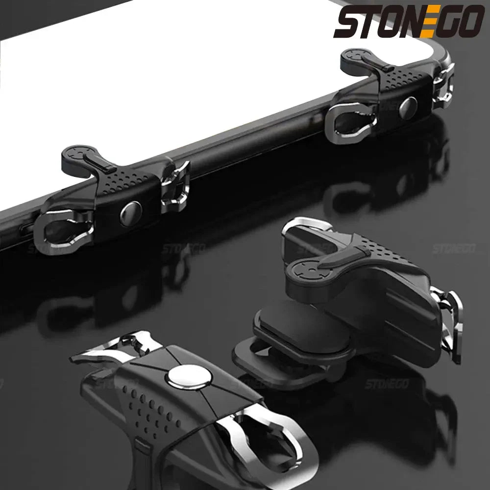 STONEGO - 1 par de disparadores para juegos de teléfono móvil para PUBG, apuntar, disparar, L1, R1, botón ABS para mando universal. 