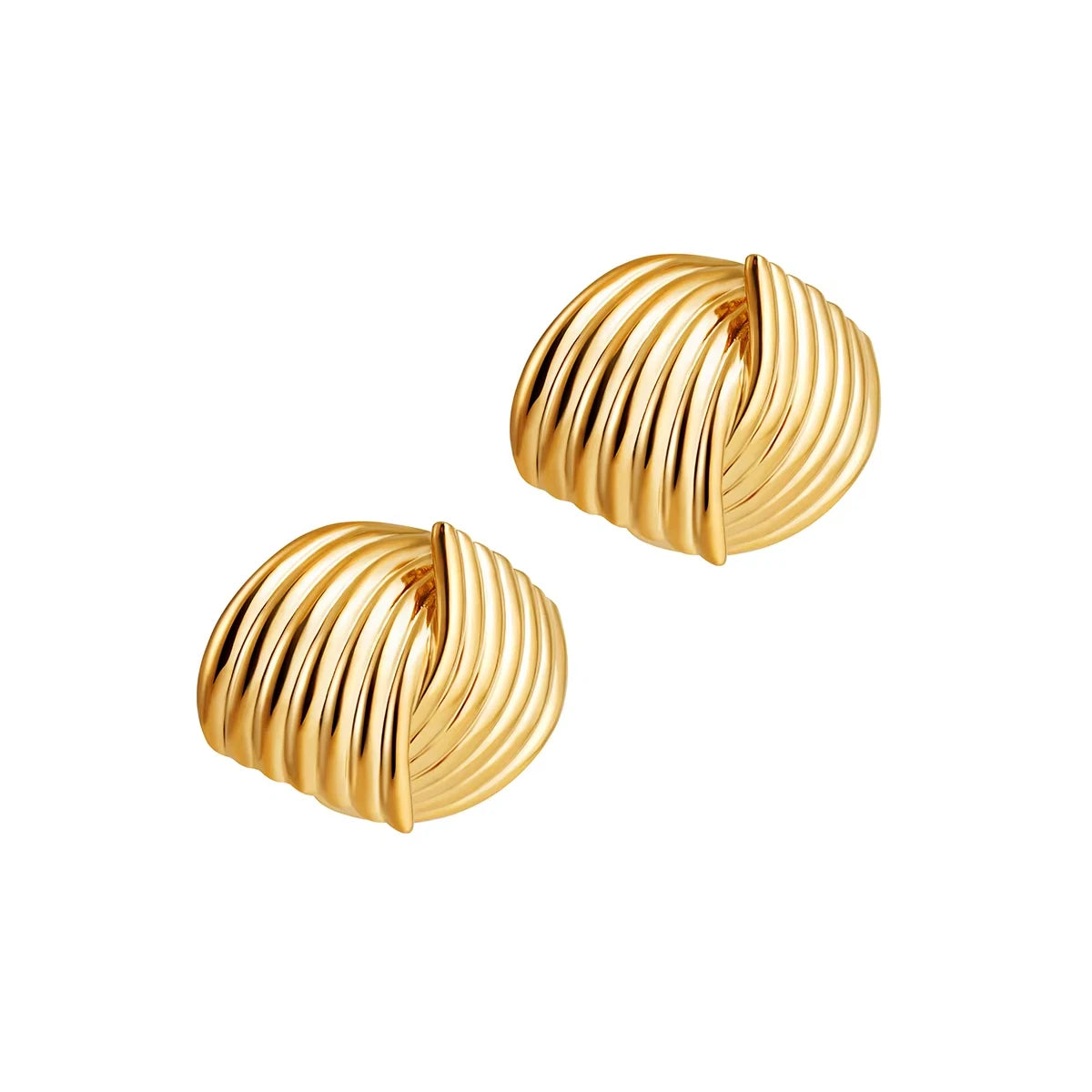 Vintage Texture Gold Plated Stainless Steel Earrings for Women Geometric Circle Twist Statement Earring Fashion Jewelry Bijoux