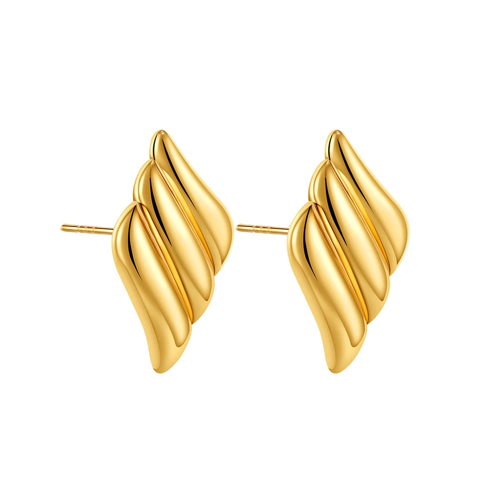 Vintage Texture Gold Plated Stainless Steel Earrings for Women Geometric Circle Twist Statement Earring Fashion Jewelry Bijoux
