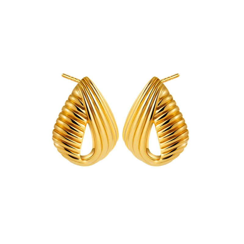 Vintage Texture Gold Plated Stainless Steel Earrings for Women Geometric Circle Twist Statement Earring Fashion Jewelry Bijoux