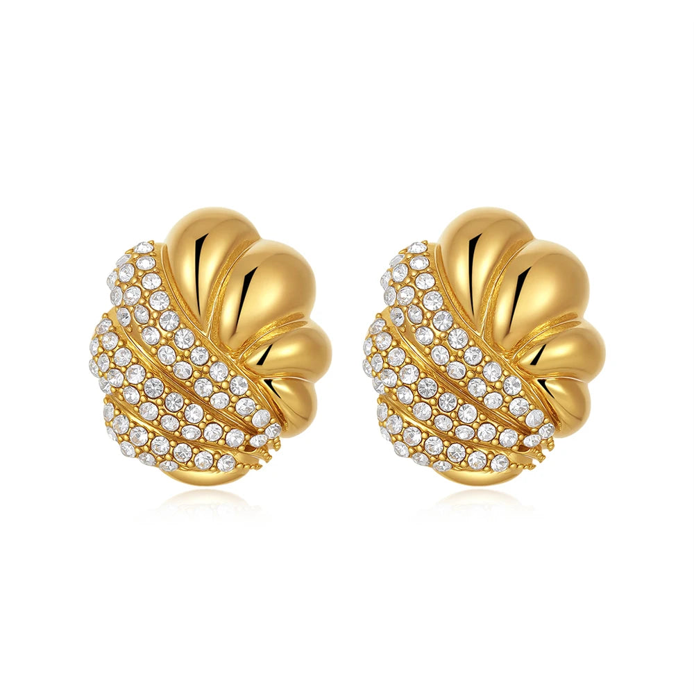 Vintage Texture Gold Plated Stainless Steel Earrings for Women Geometric Circle Twist Statement Earring Fashion Jewelry Bijoux