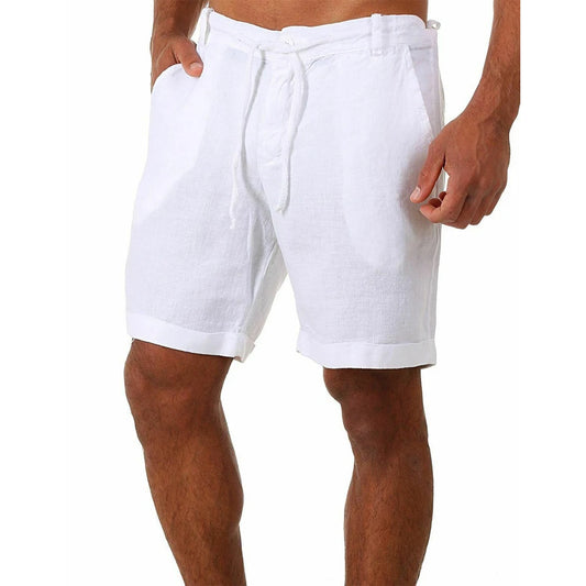 KB 2022 - Pantalones cortos de lino y algodón para hombre, transpirables, de verano, de color sólido, para fitness, tallas S-4XL 