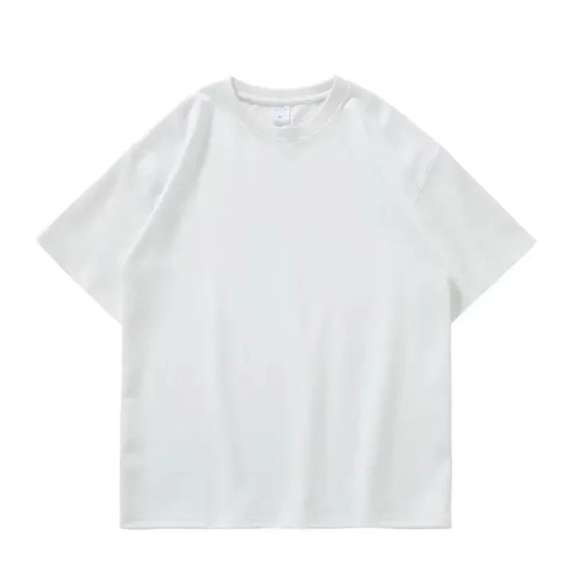 Camiseta de algodón puro resistente, negra y blanca, de 500 g, con cuello redondo, hilo grueso, manga corta y tres agujas. 