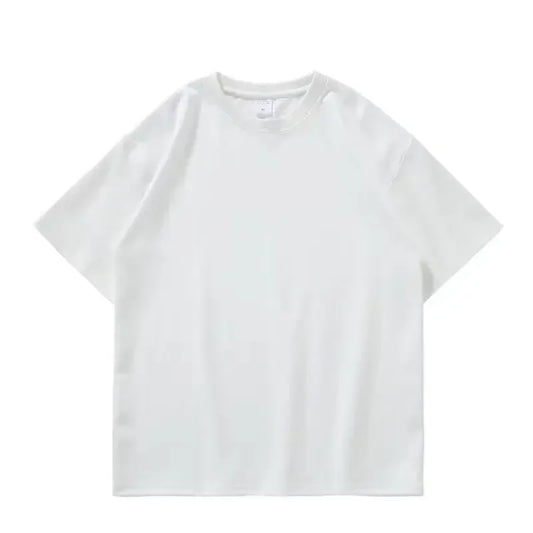 Camiseta de algodón puro resistente, negra y blanca, de 500 g, con cuello redondo, hilo grueso, manga corta y tres agujas. 