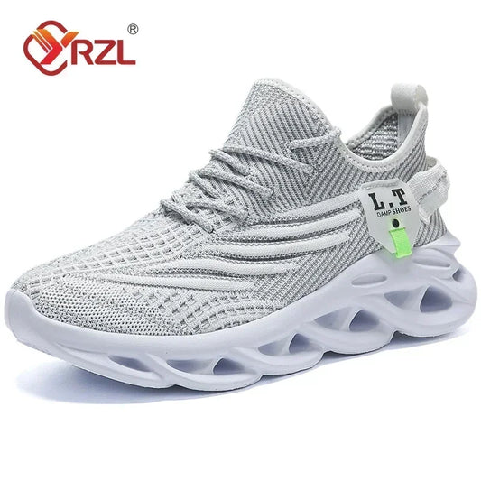 YRZL - Zapatillas deportivas negras para correr para hombre, informales, de malla transpirable para exteriores, ligeras, con absorción de impactos, para tenis negros 