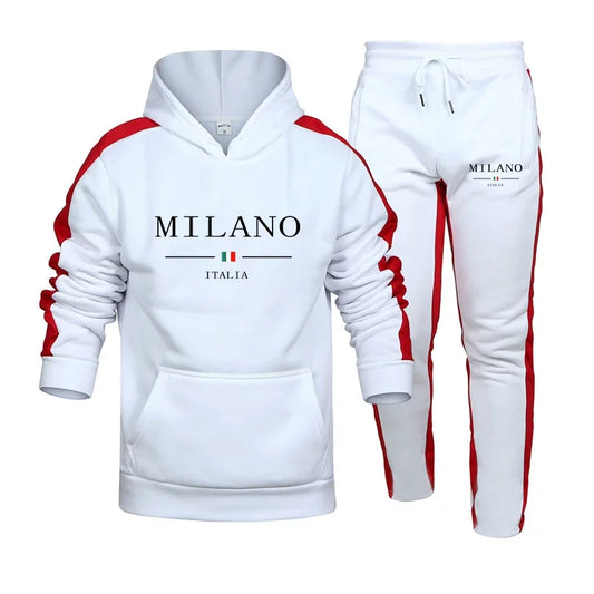 Chándal para hombre con estampado de Milán, sudadera informal con capucha, conjunto de 2 piezas para correr a diario, ropa deportiva para hombre, gran oferta, ropa de calle 