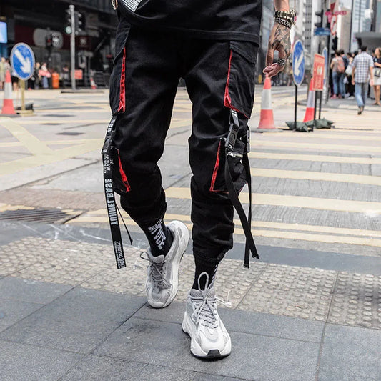 Pantalones cargo para hombre, con múltiples bolsillos y cintura elástica, estilo harén, estilo hip hop, informal, estilo lápiz, ropa técnica. 